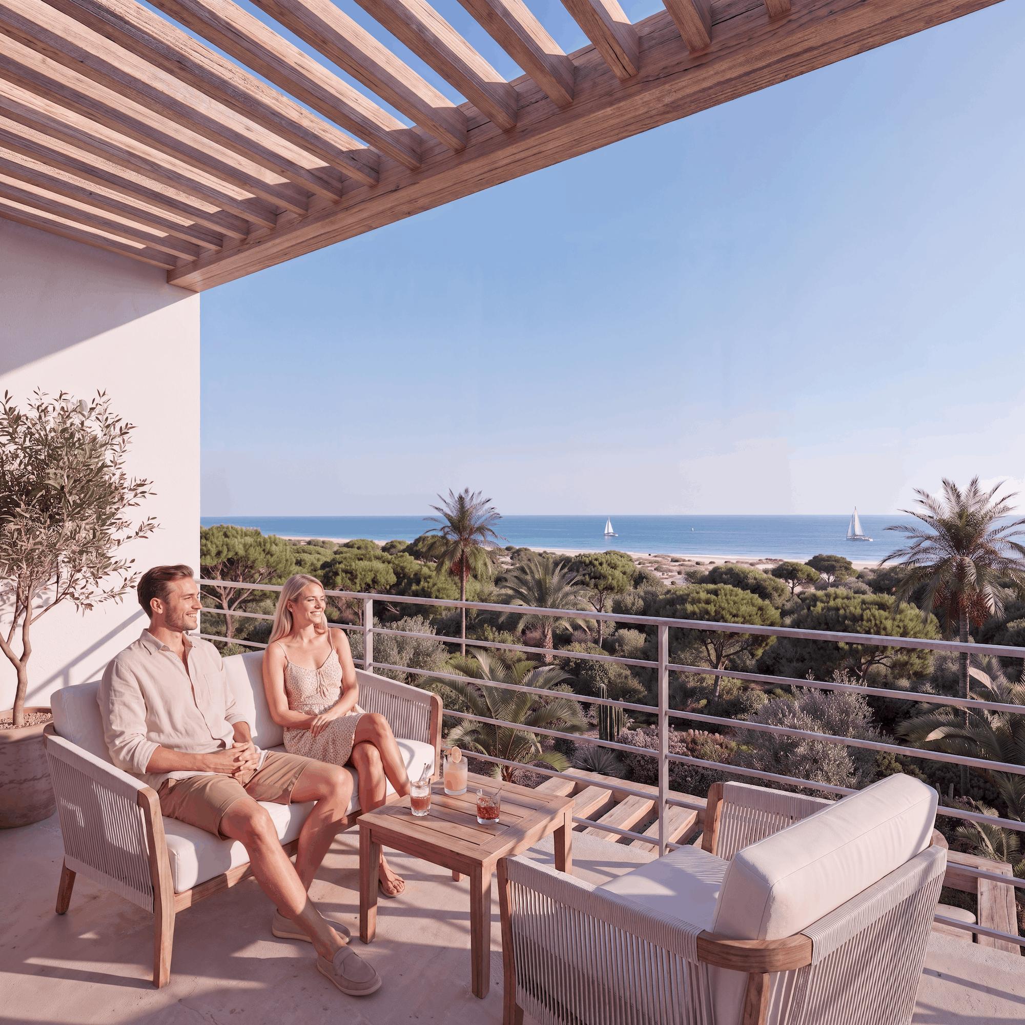 Deniz manzaralı balkon