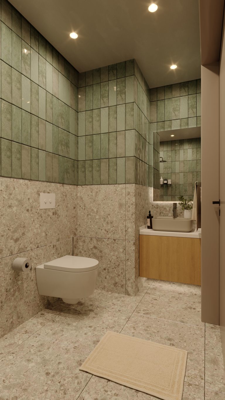 Yeşil seramikli spa banyo