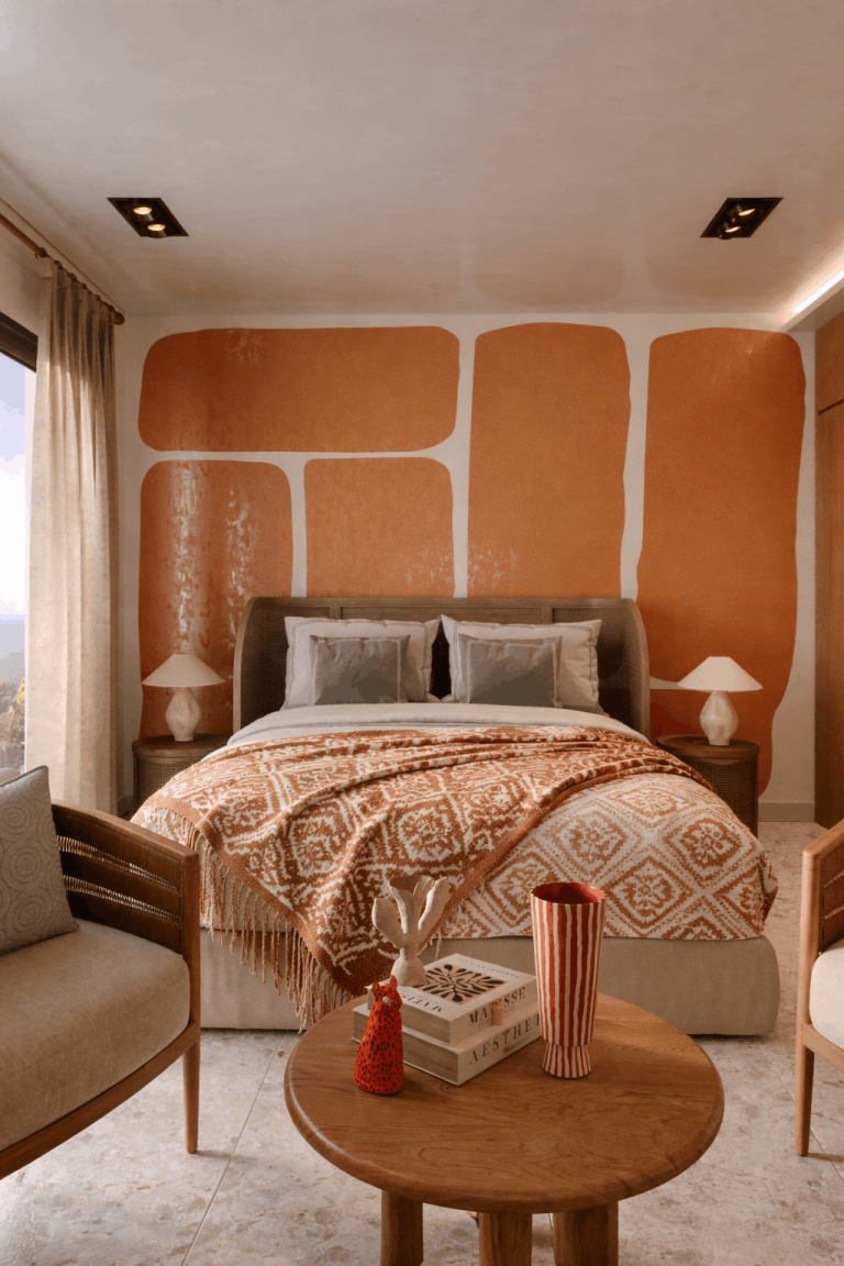 Terracotta tonlarında ebeveyn yatak odası
